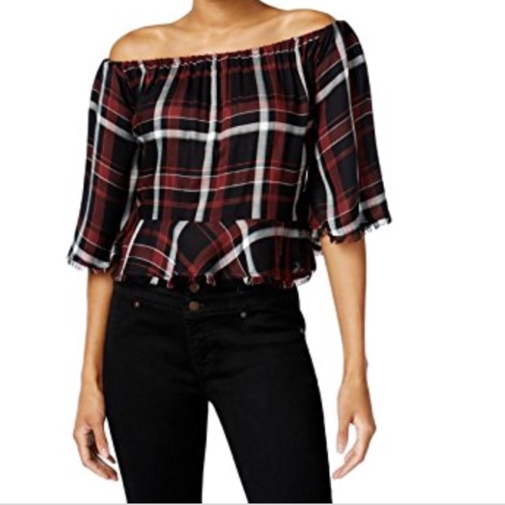Off- the-Shoulder Striped Blouse